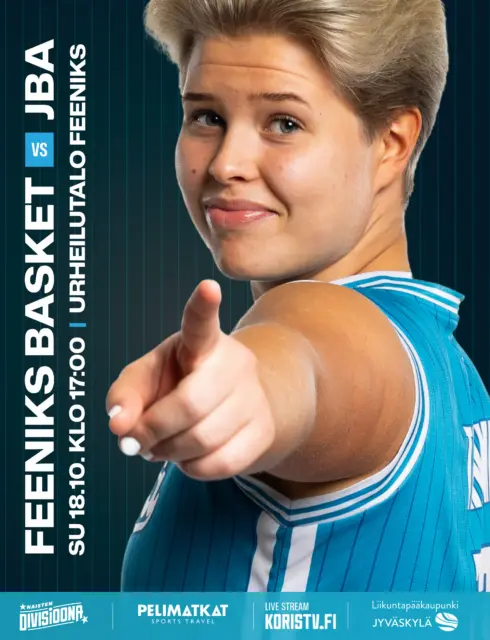 🏀 Feeniks vs JBA
📆 Su 18.10.2026
⏰ 17:00
🏟️ Urheilutalo Feeniks
📺 Koristv.fi

🗣️ Coach Lairio: 
”Poissaolot tuovat omat haasteena ja tänään matkataan Forssaan kahdekasan pelaajan voimin. Taistellaan ja jätetään kaikki parketille!

#jbafi #jbaway #jyväskylä