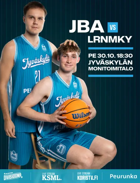 🏀 JBA vs @namikalappeenranta 
⏰ Pe 30.10. klo 18:30
🏟️ JKL Monitoimitalo
🎟️ Liput: jba.fi

🔥 Perjantaina pelataan taas, kun kylään Monnarille saapuu Lappeenrannan NMKY!

🩵 Matsiin on kutsuttu kaikki yli 500 koriskoululaista, otteluisäntä @peurunka tarjoaa ilmaisen sisäänpääsyn myös koriskoululaisten vanhemmille!

#jbafi #jbaway #jyväskylä