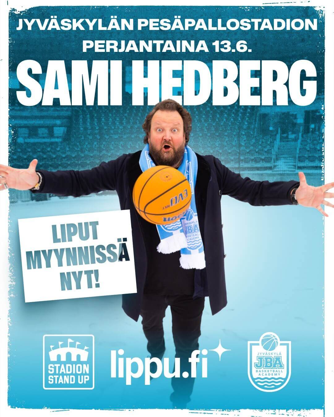 Sami Hedberg Jyväskylän pesäpallostadionilla perjantaina 13.6., liput myynnissä lippu.fi:ssä
